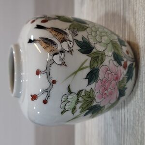 White Flower and Bird Japanese Vase